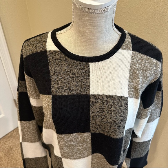 Vintage 1980s/1990s Color block Checkered Sweater Size Medium - Picture 3 of 7